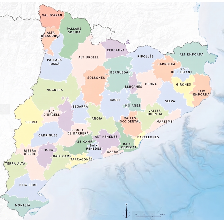 Mapa de les comarques de Catalunya